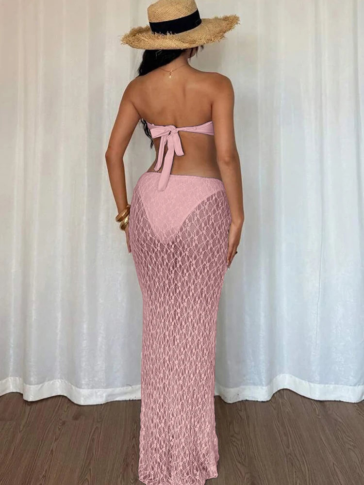 Estranho gato estrela do mar metal feminino 2 peça conjunto verão férias praia jacquard sem alças topos + saia elegante combinando clubwear terno