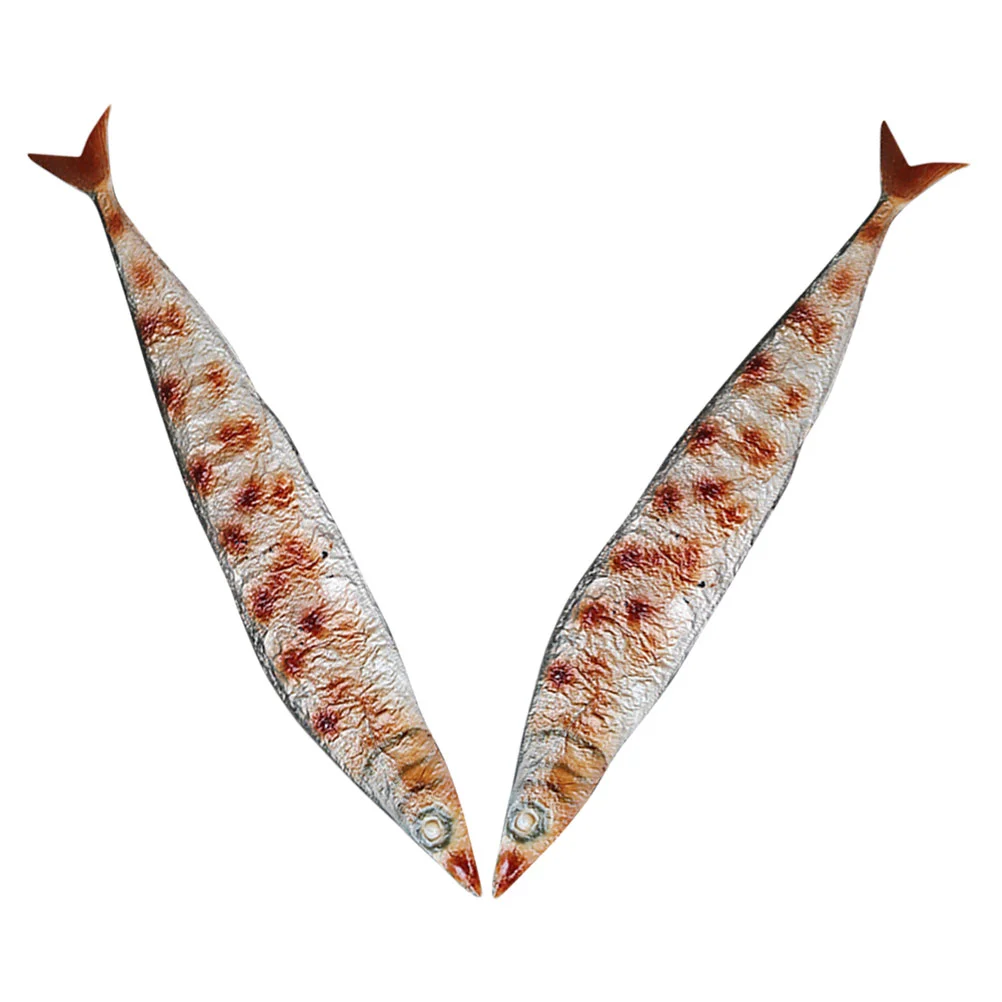 

2 Pcs Simulated Saury Toddler Food Toys Props Fake Grill Fish Model Lifelike Pretend for Kids Models Artificial Meats