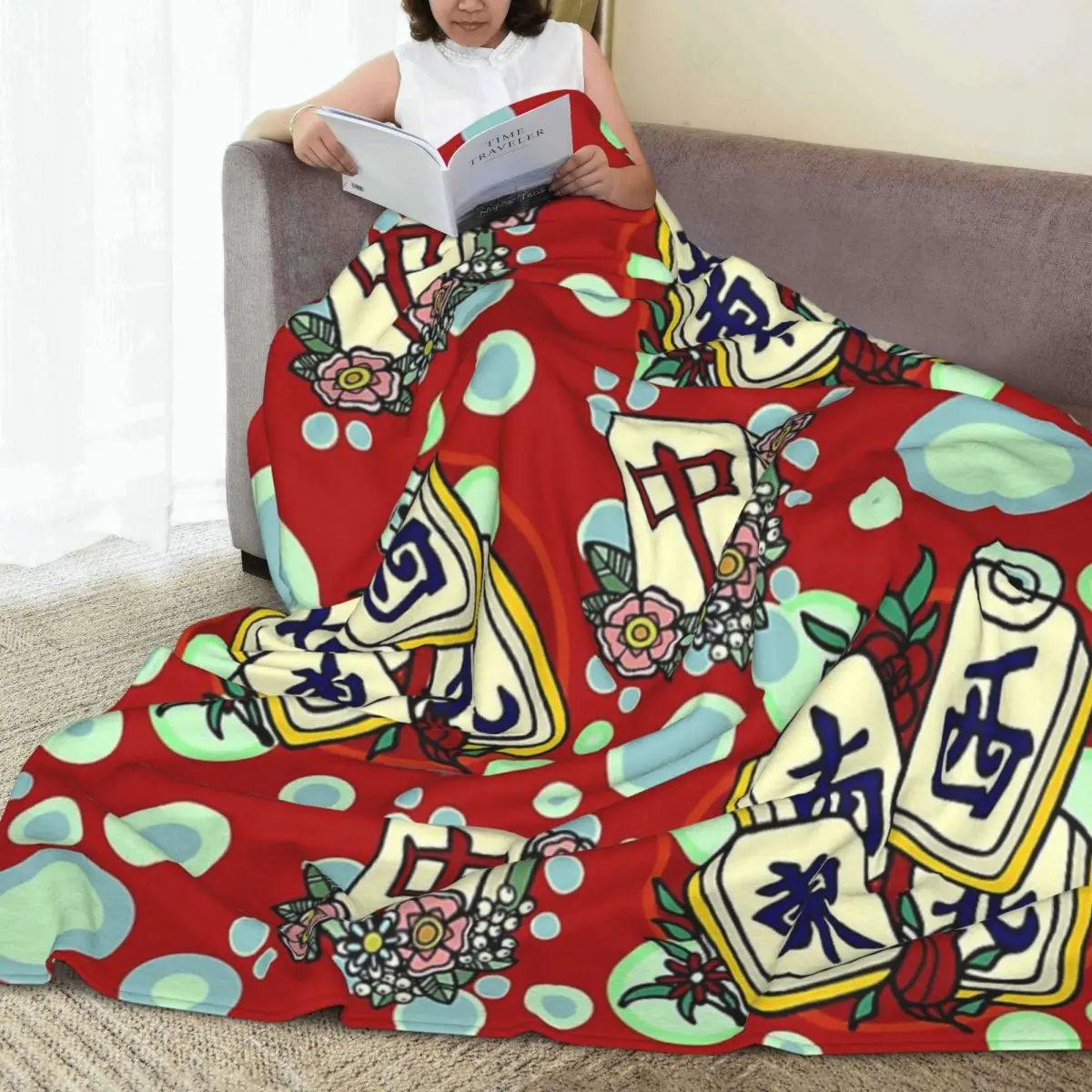 Throw Blanket Mah Jong I Love Mahjong Micro Fleece Blanket Four Sizes Customizable Warm For Living Room AntiPilling Blanket