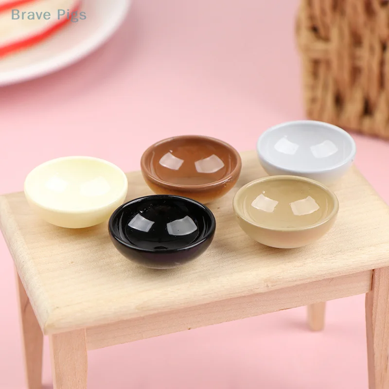 10Pcs Miniature Bowl Dish Round 1/12 Scale Doll House Kitchen Dinning Accessory