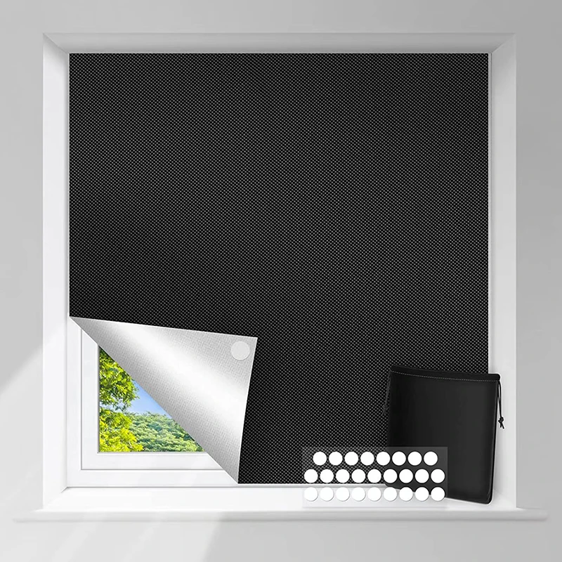 Removable 100% Light Blocking Darkest Window Cloth DIY Total Blackout Glass Privacy Darkening Window Tint Black Window Sticker