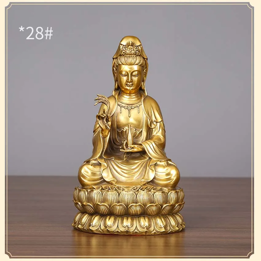 28cm Asia HOME SHOP Altar Worship COPPER GUAN YIN PU SA Goddess BUDDHA efficacious safety Talisman family Mascot statue