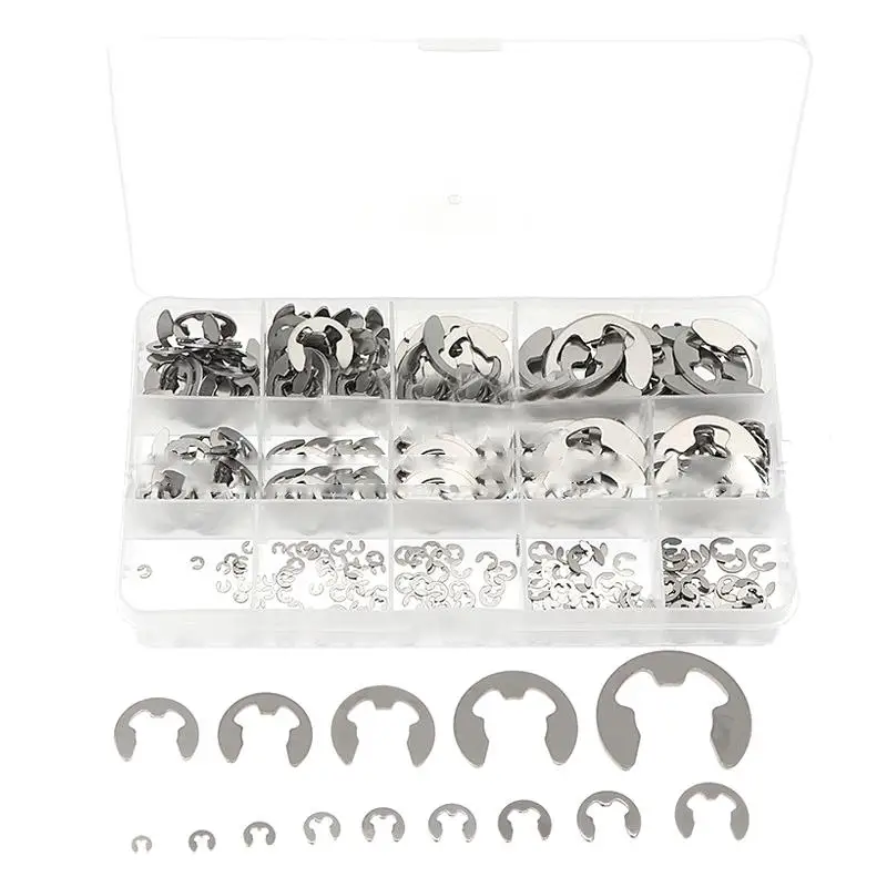 

390Pcs Stainless Steel E Clip Circlip Retaining Kit 1.5 15mm Assortment Set for shaft Fastener