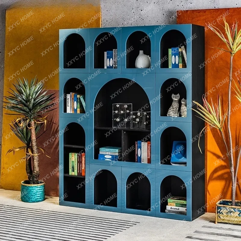 paint bookshelf modern art floor shelf simple arched bookcase