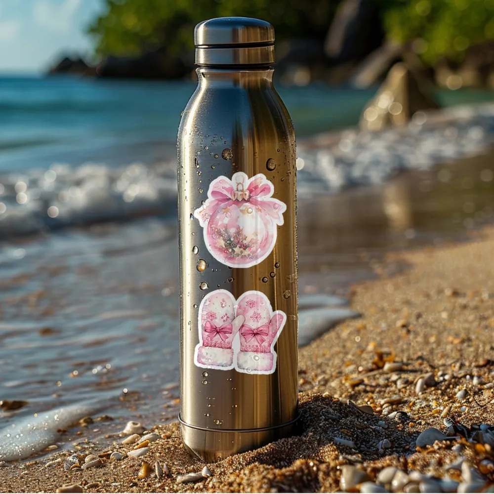 10/50PCS Nordic Style Pink Christmas Graffiti Stickers for Notebook Laptop Phone Wall Decoration Gift Boxes Holiday Stickers