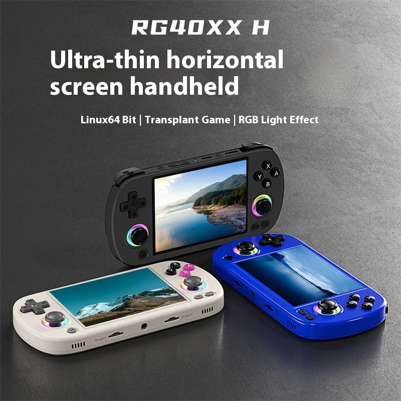 

New Rg40xxh Side Scrolling Lightweight Open Source 4-Inch Handheld Game Console Dual Joystick Rgb Ambient Light Nostalgic Colors