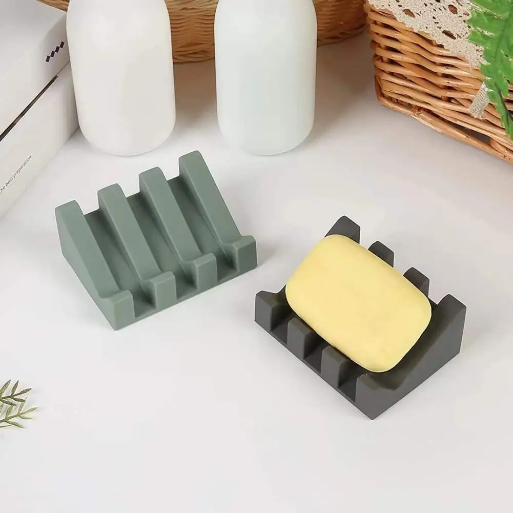 Soap Holder Tilt Design Non-slip Flexible Space-saving Self Draining Silicone Kitchen Countertop Soap Rack For Bathroom 비누틀