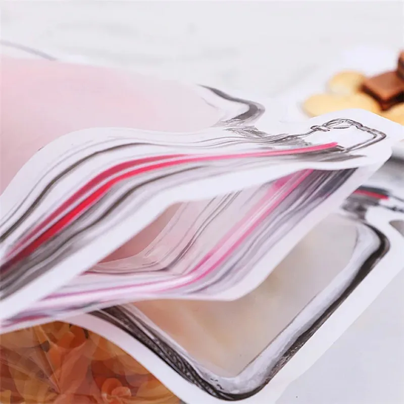 100個入り 赤い蓋付きプラスチックボトル スタンドアップメイソンジャーバッグ DIY 抹茶 ココア スナック スパイス コーヒー 砂糖 フルーツ ティー 冷蔵保存用ポーチ