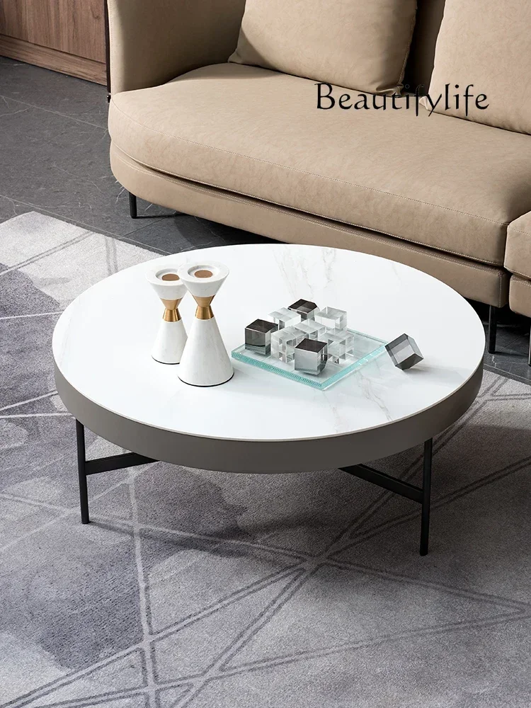 French Home Minimalist Stone Plate Coffee Table Combination Modern Simple and Light Luxury Living Room Side Table