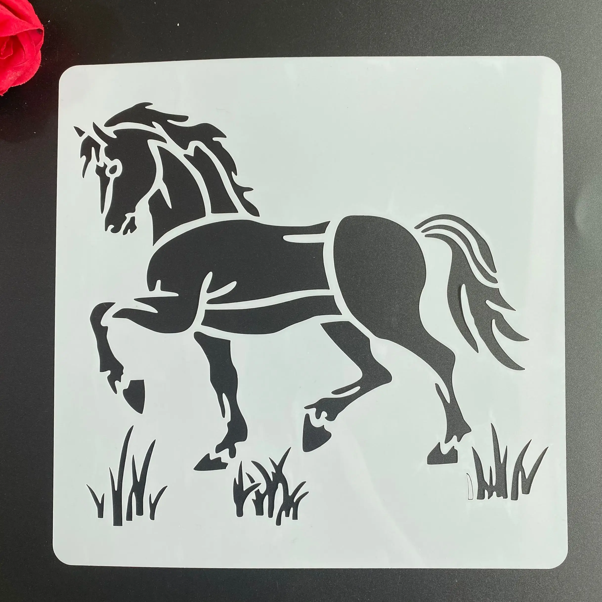 20 *20 cm  DIY horse animal mandala mold for painting stencils stamped photo album embossed paper card on wood, fabric wall