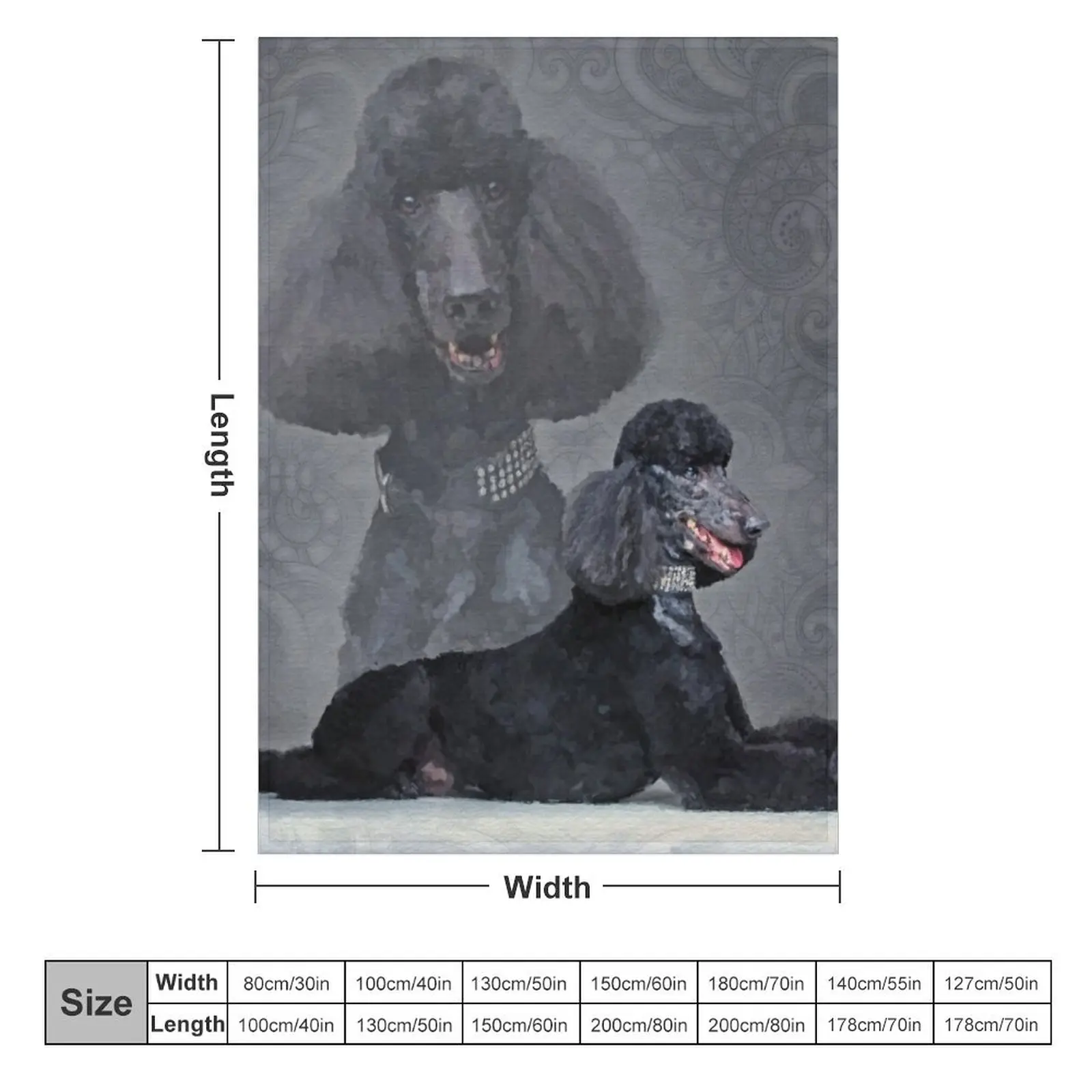 Elegant Black Standard Poodle Composition Throw Blanket Furrys Soft For Decorative Sofa Decorative Sofa Blankets