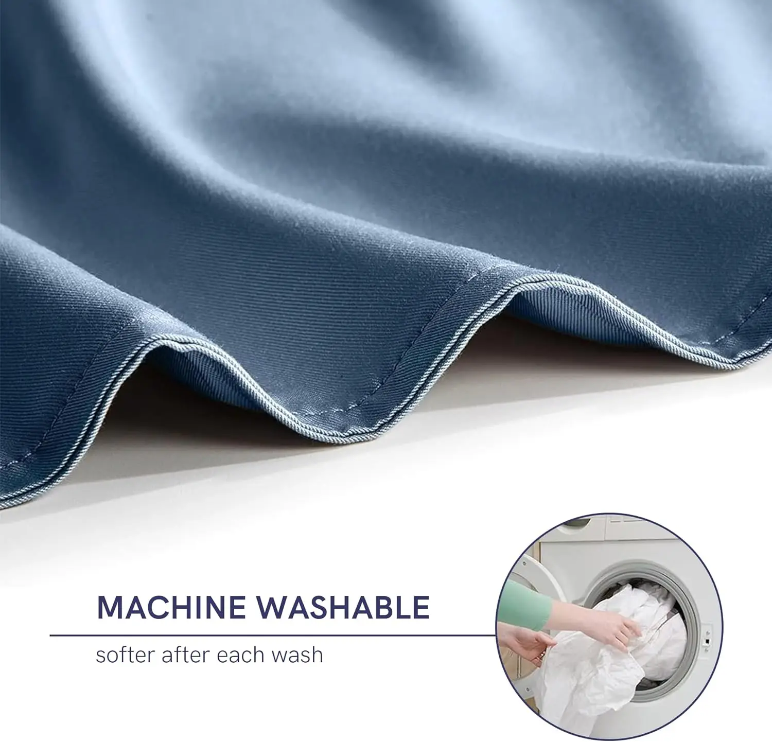 Capa de Edredom Refrescante para Cobertores Pesados com 16 Cordões, Azul Cinza, 60x80 Polegadas