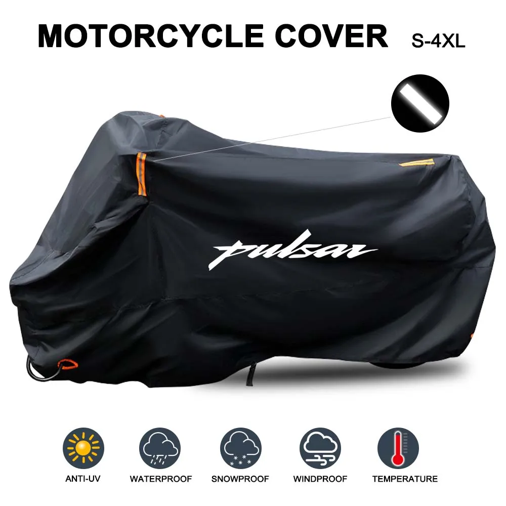 Para Bajaj Pulsar 200 Pulsar 125 135 150 160 cubierta de motocicleta impermeable al aire libre todas las estaciones protección UV de polvo cubierta de lluvia para Moto