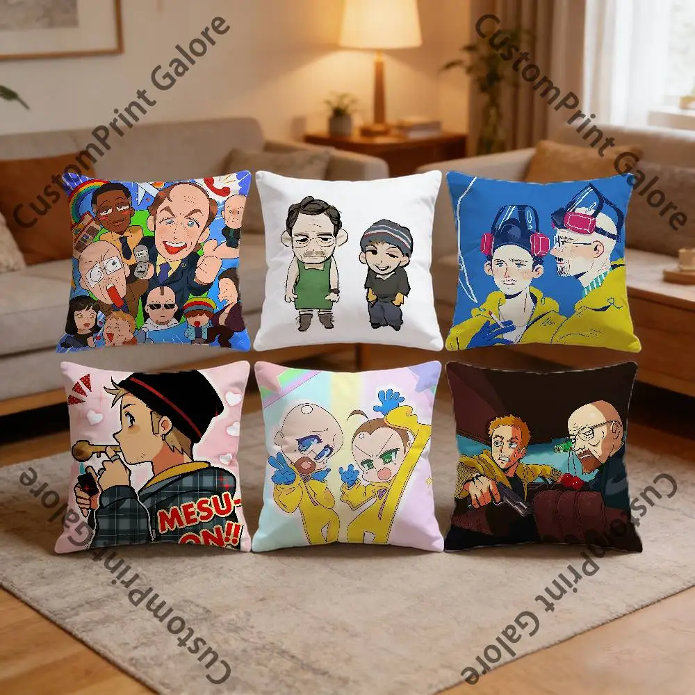 

B-Breaking B-Bad Chibi Pillow Cover Polyester Square Cushion Case 45 cm Decorative for Home Couch Bed Car Decor