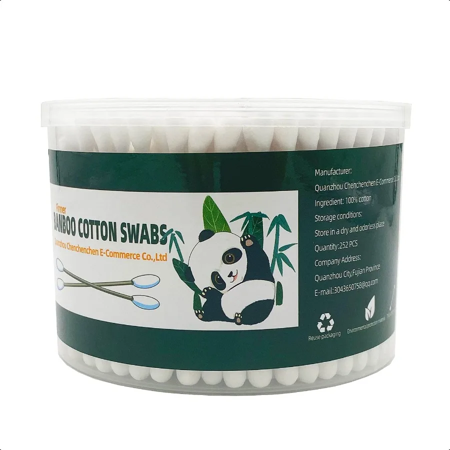 두꺼운 면봉 XL 사이즈 천연 대나무 면봉 유기농 생분해성 대형 이중 팁 면봉 고흡수성 면봉