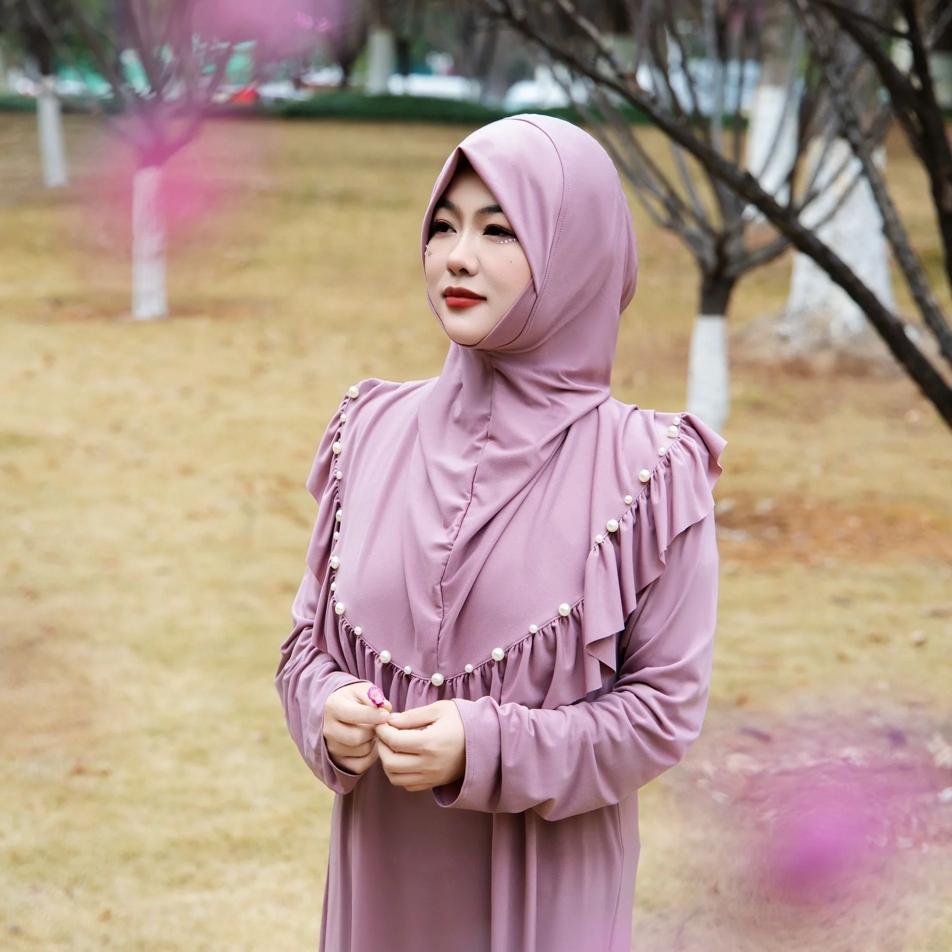 

2026 Ramanda Moslem Muslim Lady Abaya Robe With Hijab