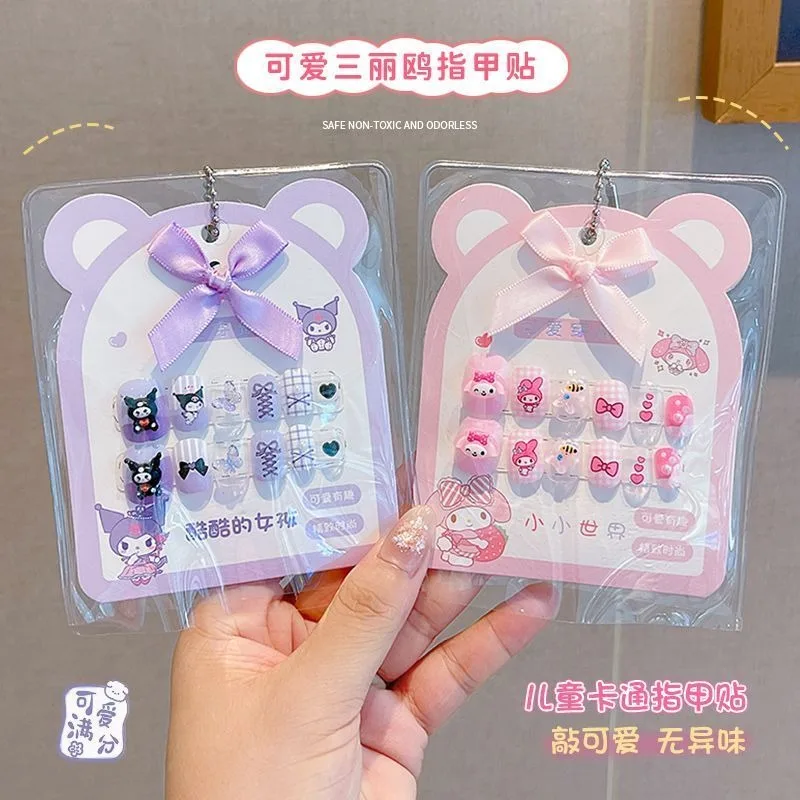 Kuromi Hello Kitty Anime Kawaii Sanrio Ins Fashion Nail Stickers Cute PomPomPurin Children Fingers Decoration Gifts for Girls