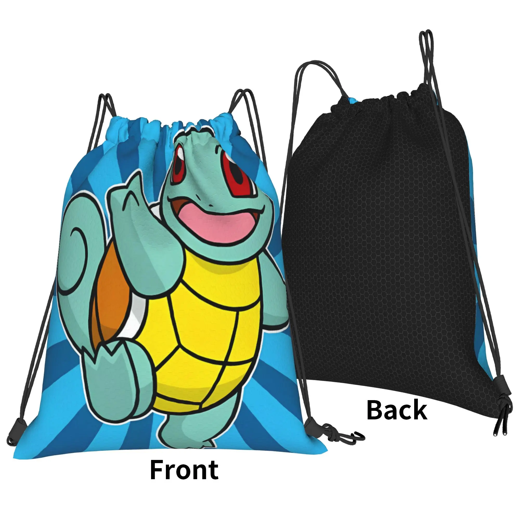 Squirtle Burst Cartoon Drawstring Bag  Casual Sports Yoga Backpacks For Couple Folding Sackpack String Bags