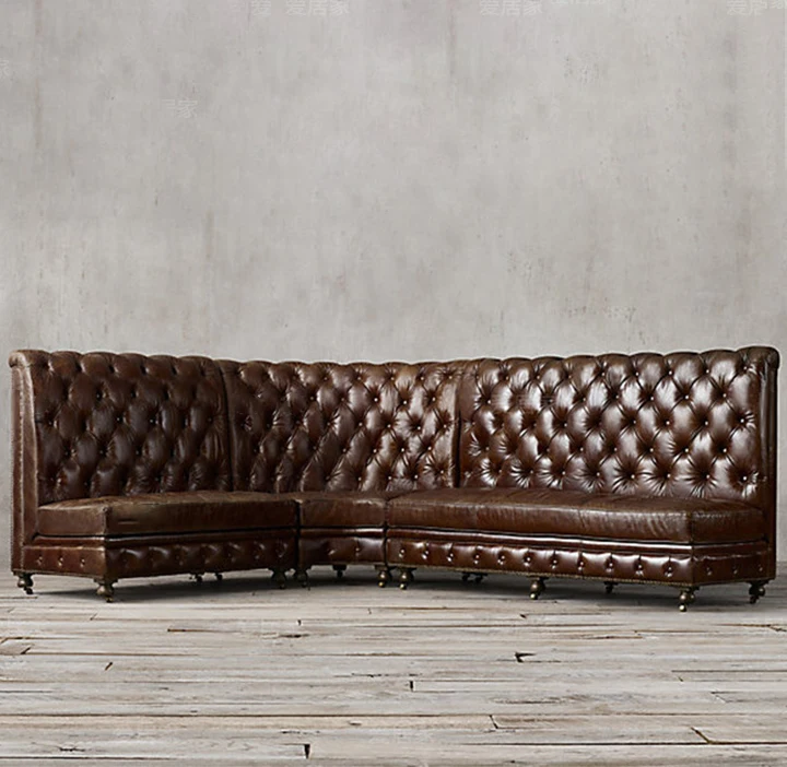 # Furniture Restaurant Furniture U Shape Booth Seat Villa Solid Wood Frame Luxury Leather  Booth Seating