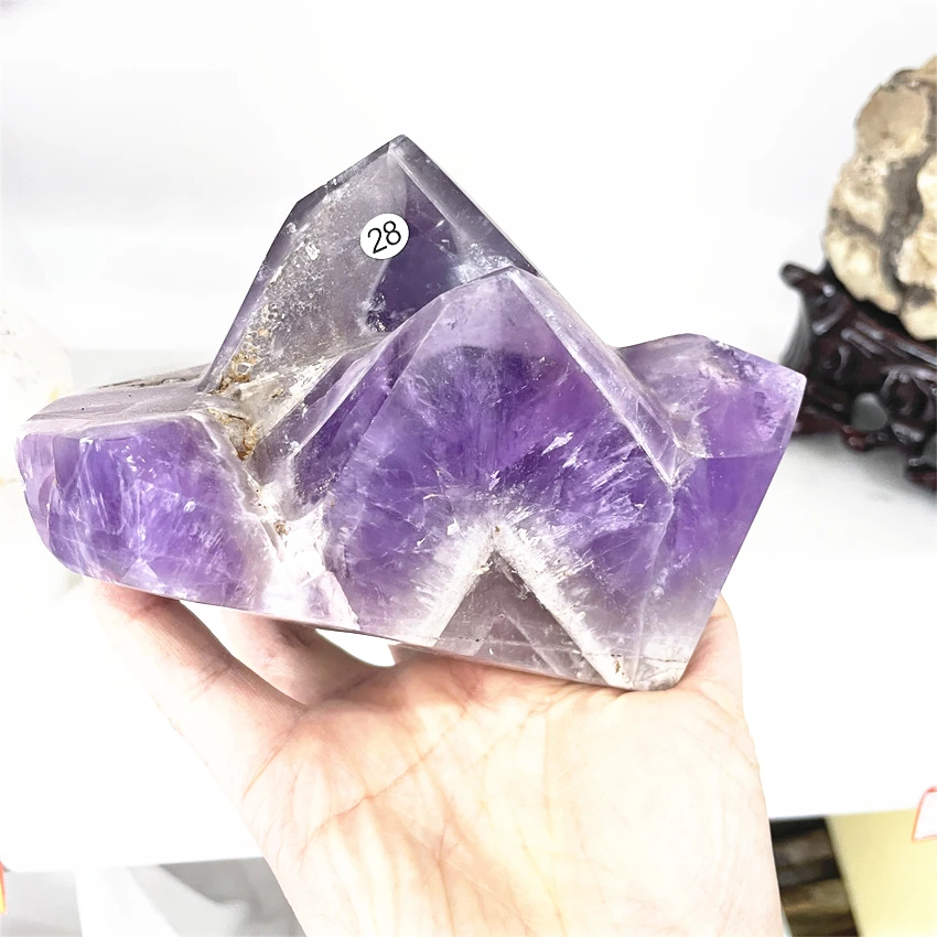 1.55kg Natural Purple Amethyst Quartz Crystal Wand Point Obelisk Healing LA28