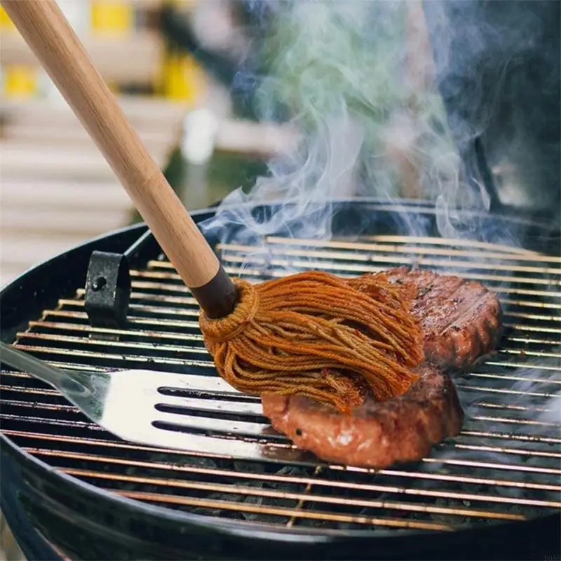 D0AB BBQ MOP Brush Set Brunch مع مقبض خشبي مناسب للخبز والشواية