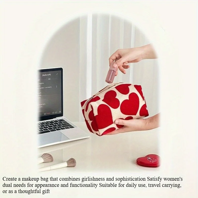 Tas Rias Genggam Love, Penting untuk Perjalanan Wanita, Tas Penyimpanan Perawatan Kulit, Tas Penyimpanan Kosmetik.