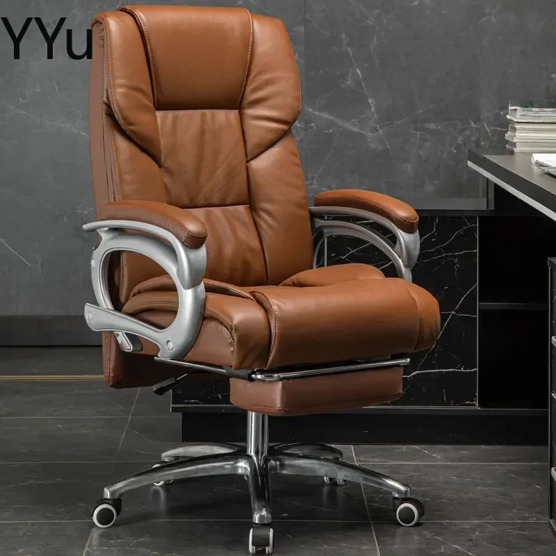 for Computer Chair Home Office Cowhide Swivel Reclining Massage Leather Boss Business Class Ergonomic Gaming Desk Seat