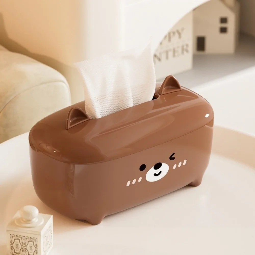 Cartoon Animal Tissue Box Non-Slip Base Large Capacity Paper Towel Holder Smooth Surface Space Saving Napkin Container