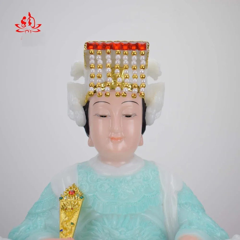 good -high-grade Home efficacious Talisman Mascot Goddess of SEA Matsu MAZU Guanyin Buddha jade gilding Sculpture statue 28cm