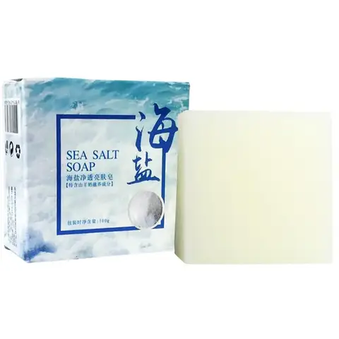 100g 손으로 만든 비누 풍부하고 부드러운 거품 천연 수제 바다 소금 염소 우유 비누 100g 구충 흰색 에센셜 오일 비누