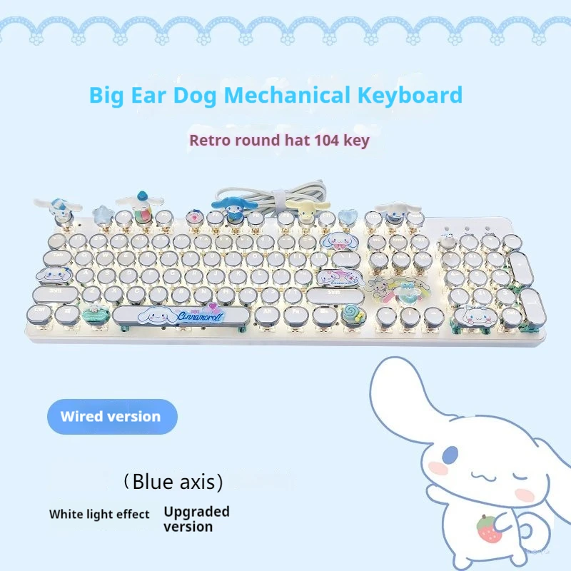 Retro Punk Mechanical Keyboard Cartoon Kunomi 104 Keys USB Wired Gaming Keyboards RGB Backlit For PC Laptop Gamers