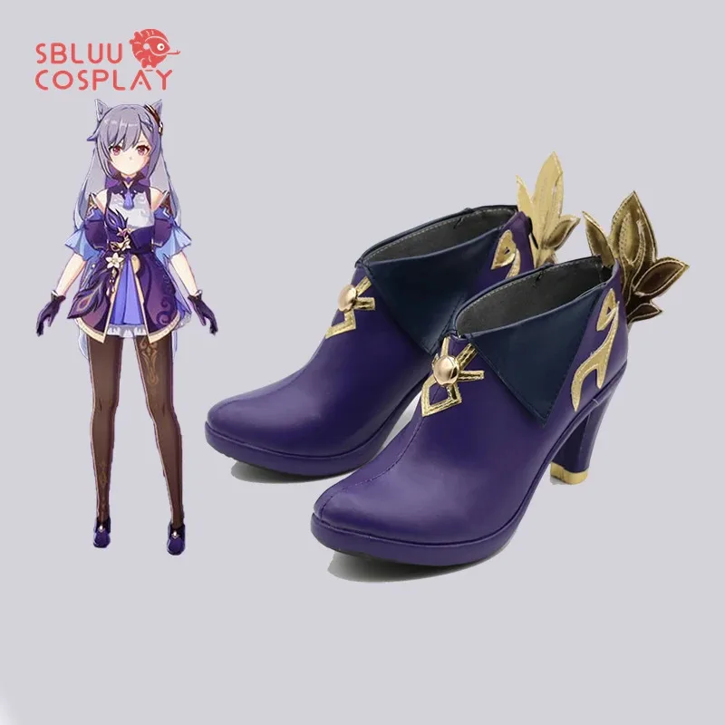 

LQGenshin Impact Keqing Обувь для косплея Фиолетовые туфли на высоком каблуке для женщин на Хэллоуин