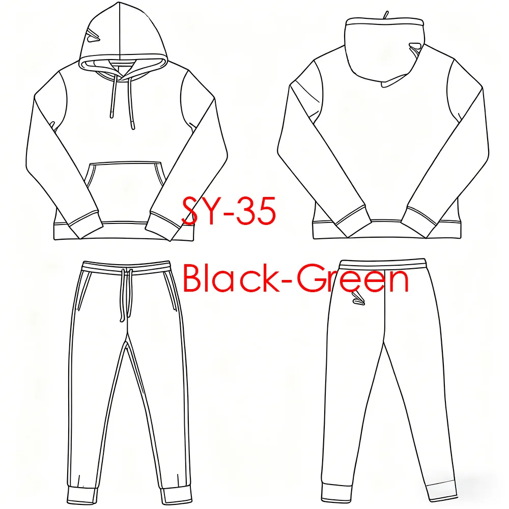 

SY-35 Sportswear Hoodie Pants Set Men's Running Street Wear Autumn/Winter Top Pants