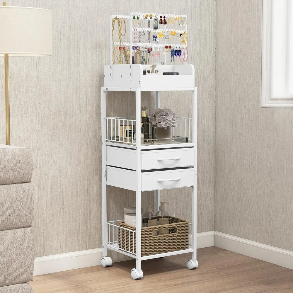 

Floor Skincare Vanity Organizer and Storage with Drawers, Jewelry Storage for Earring Necklace, Makeup Organizers