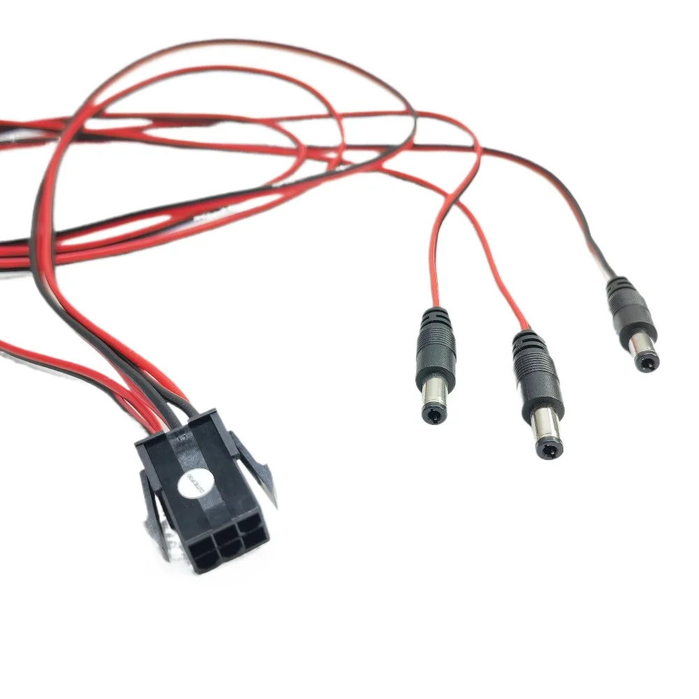 PCI-E GPU 6P 6Pin to 3-Port DC 5.5/2.5MM 5.5*2.5mm Adapter Power Supply Cable Cord 12V 18AWG 1M