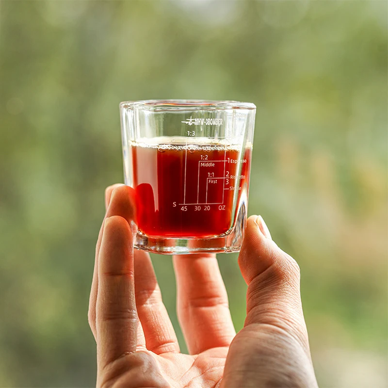 MHW-3BOMBER Espresso Measuring Cup Ounce Roasting Glass 60ML Square Thickened Graduated Concentrated Simple Barista Accessories view 5