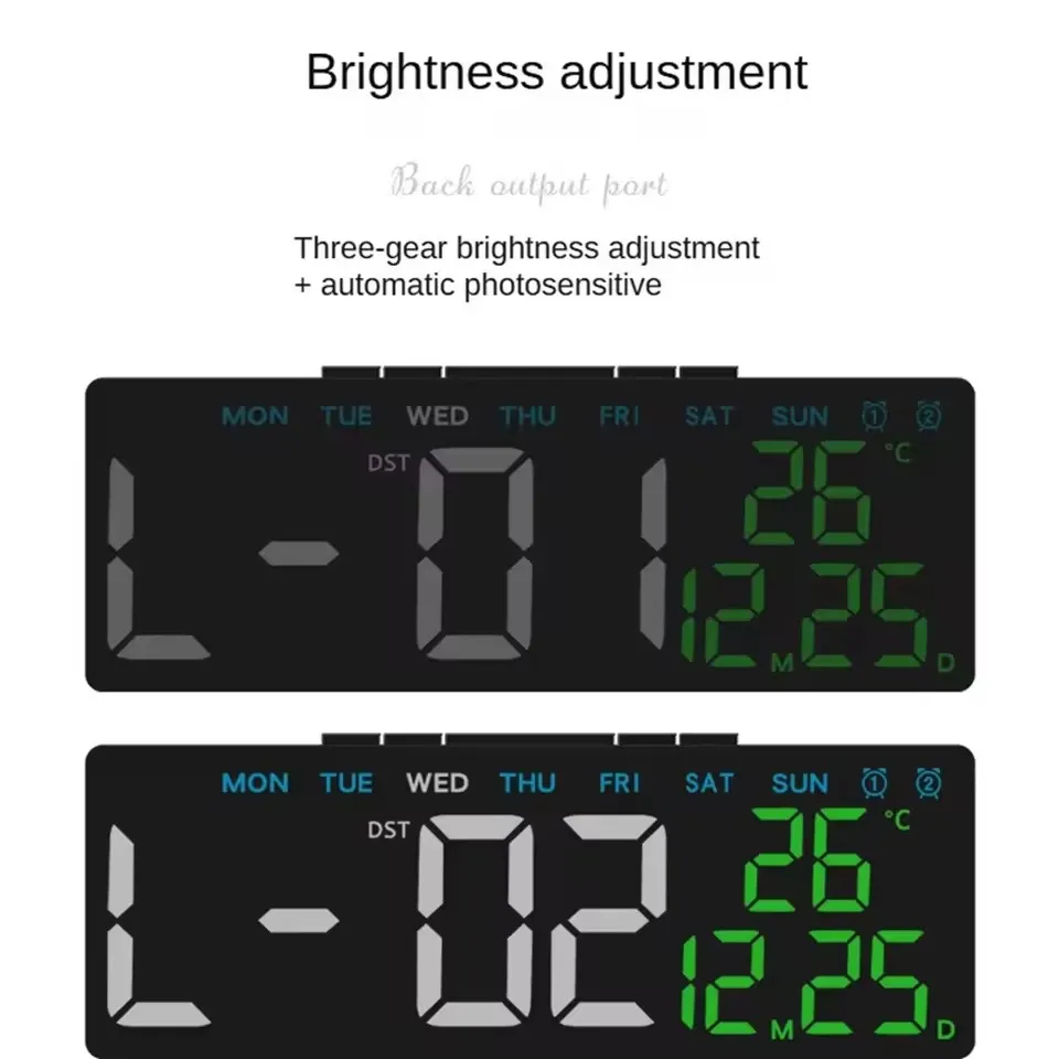 

Digital Led Alarm Clock Temperature Date and Week Display Table Clock Night Mode Brightness Adjustable Electronic Alarm Clocks