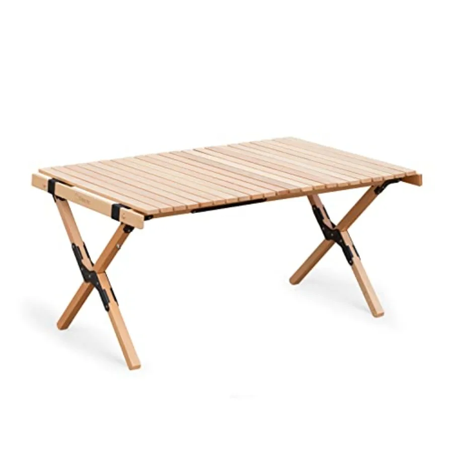 

Portable folding picnic table for outdoor use, made of wood, natural brown color, lightweight and easy to assemble with carry b