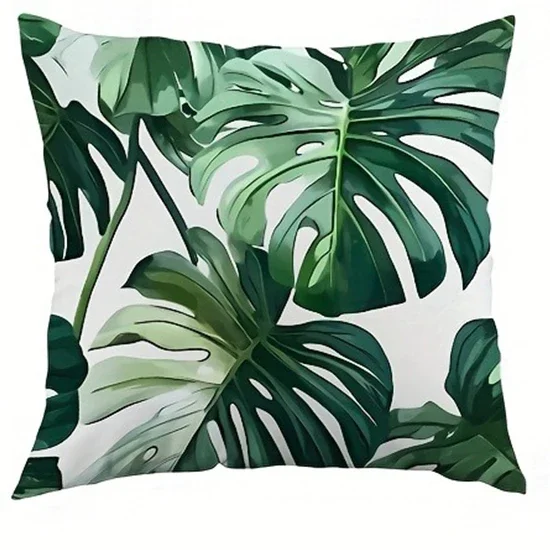 

Funda de almohada con hojas vegetales verdes naturales de primavera, adecuada para sofá, coche, dormitorio, funda de cojín