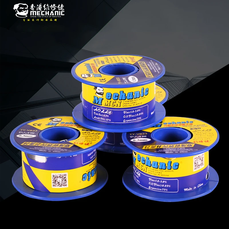 Fio de solda MECÂNICA Type-V833, alta pureza chumbo presente, baixa fusão BGA Spot Welding Repair, Linha de estanho, 40G, 0,3 milímetros, 0,4 milímetros, 0,5 milímetros, 0,6 milímetros, 0,8 milímetros, 1,0 milímetros