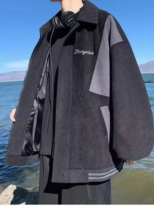 

Осень-зима, новинка, свободная хлопковая вельветовая куртка с вышивкой в стиле пэчворк, универсальное простое верхнее пальто