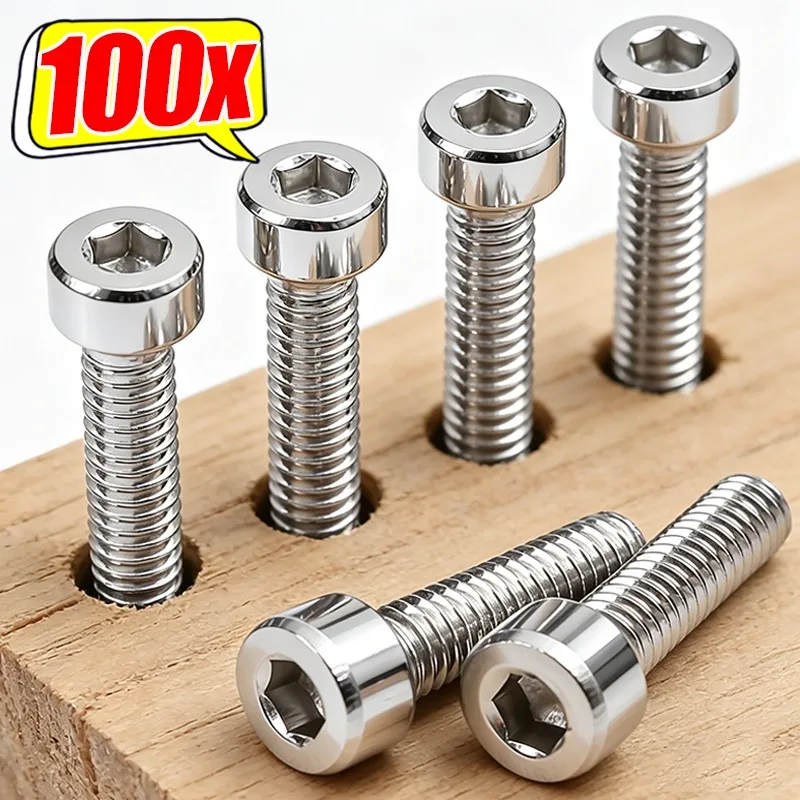 Stainless Steel Hex Socket Screws Set Threaded Hexagon Head Cap Screws Bolts Furniture Boat Marine Hardware Fasteners Supplies