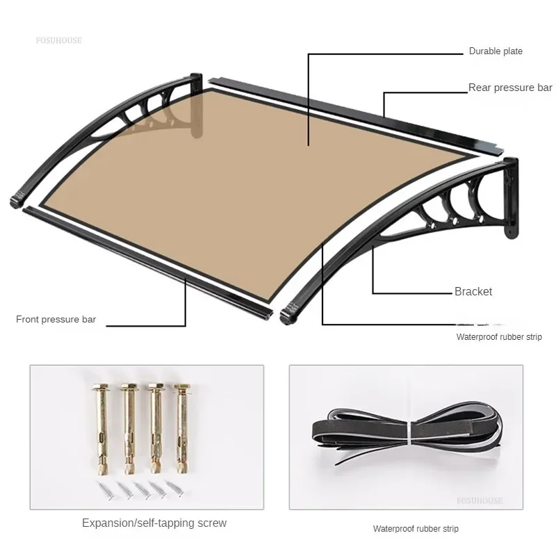 Household Silent Awning for Door Head Strong Durable Panel Rain Awnings Modern Aluminum Alloy Design Awnings for Outdoor Eaves M