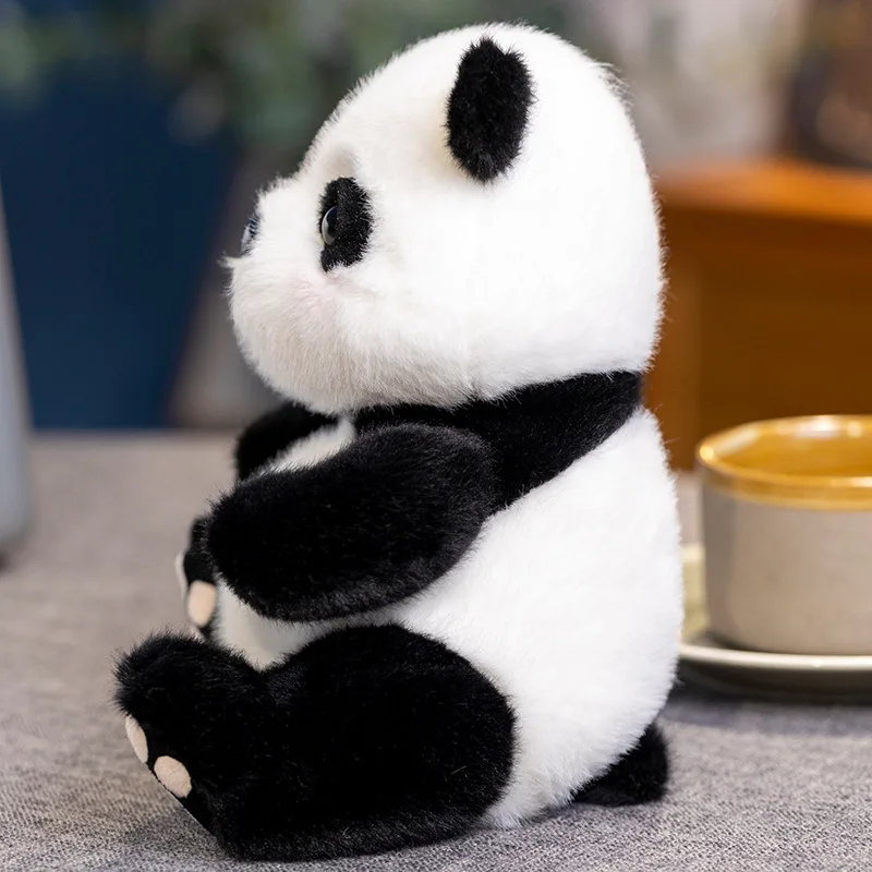 Oturan yalan sevimli Panda bebek dekorasyon peluş oyuncak Kawaii odası dekor makyaj Panda kız hediye