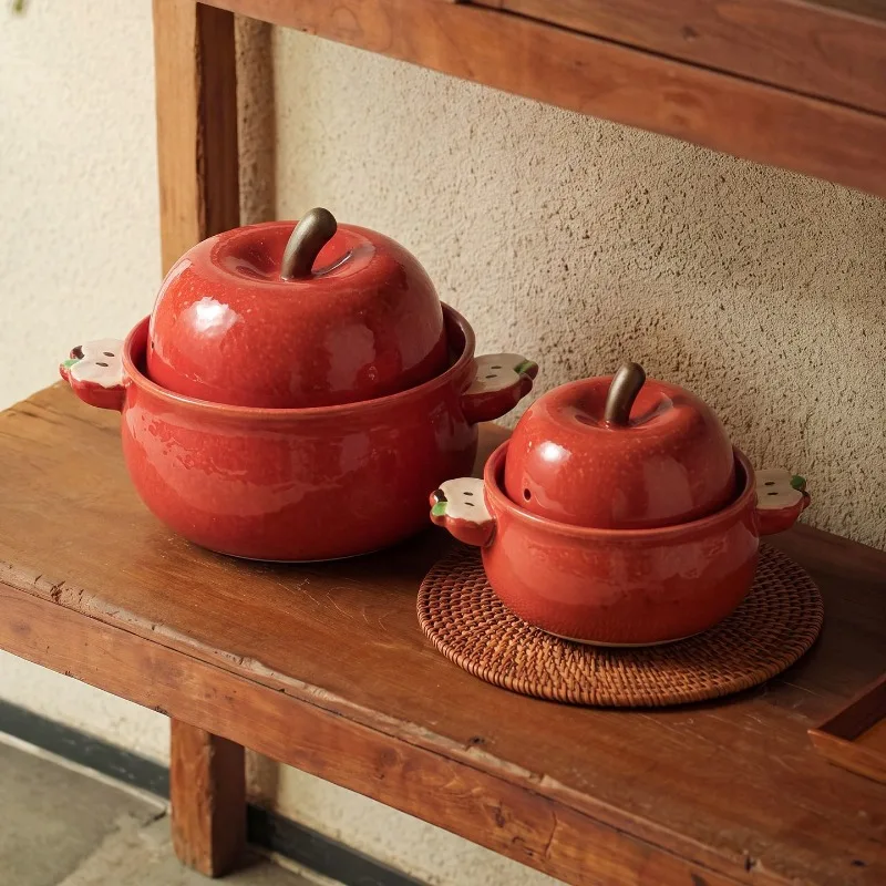 High temperature dry burning without , household ceramic pot with lid, special one-person rice pot
