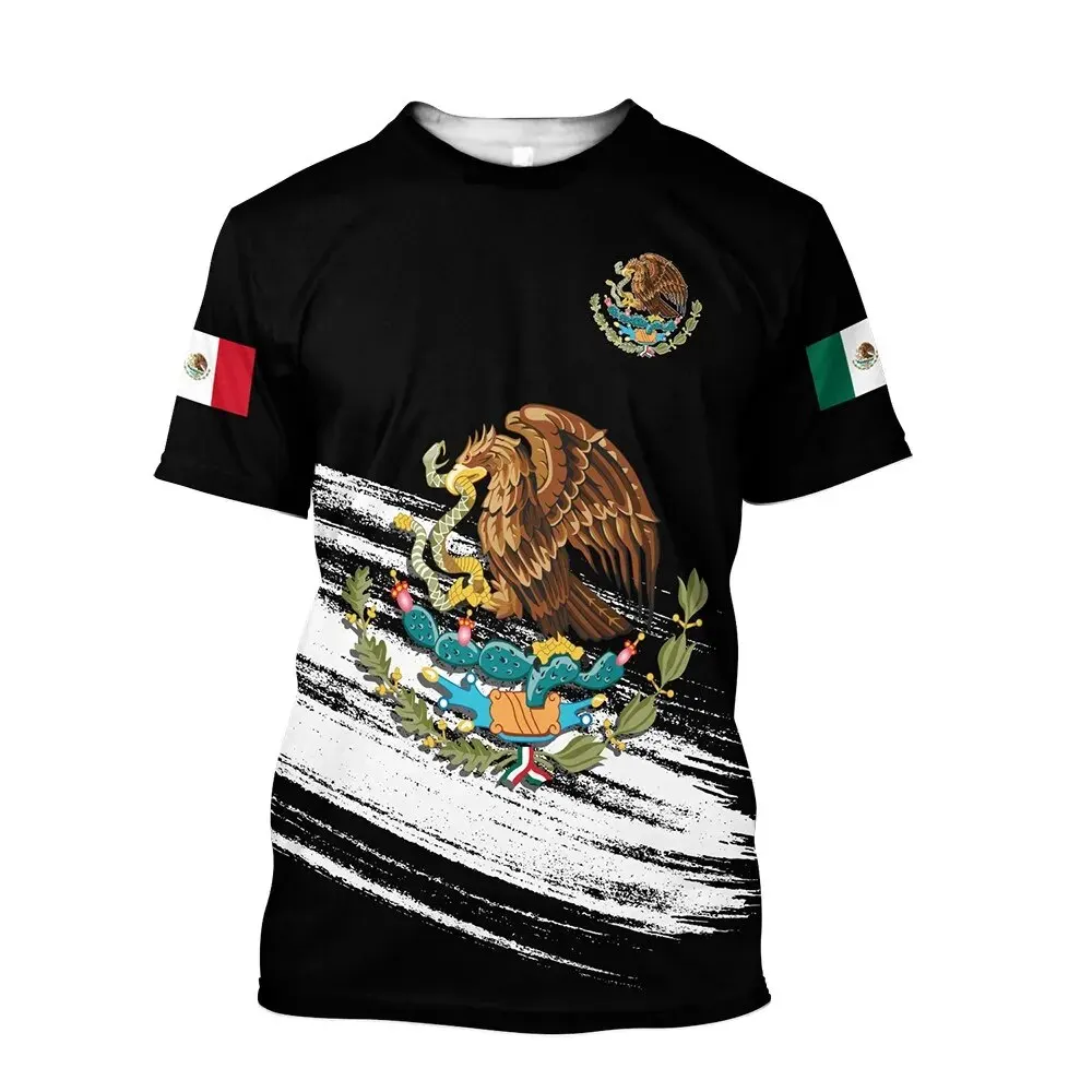 Mexico T-Shirts Mexican Flag Emblem 3D Print Streetwear Men Women Fashion Oversized Short Sleeve T Shirt Kids Tees Tops Clothing