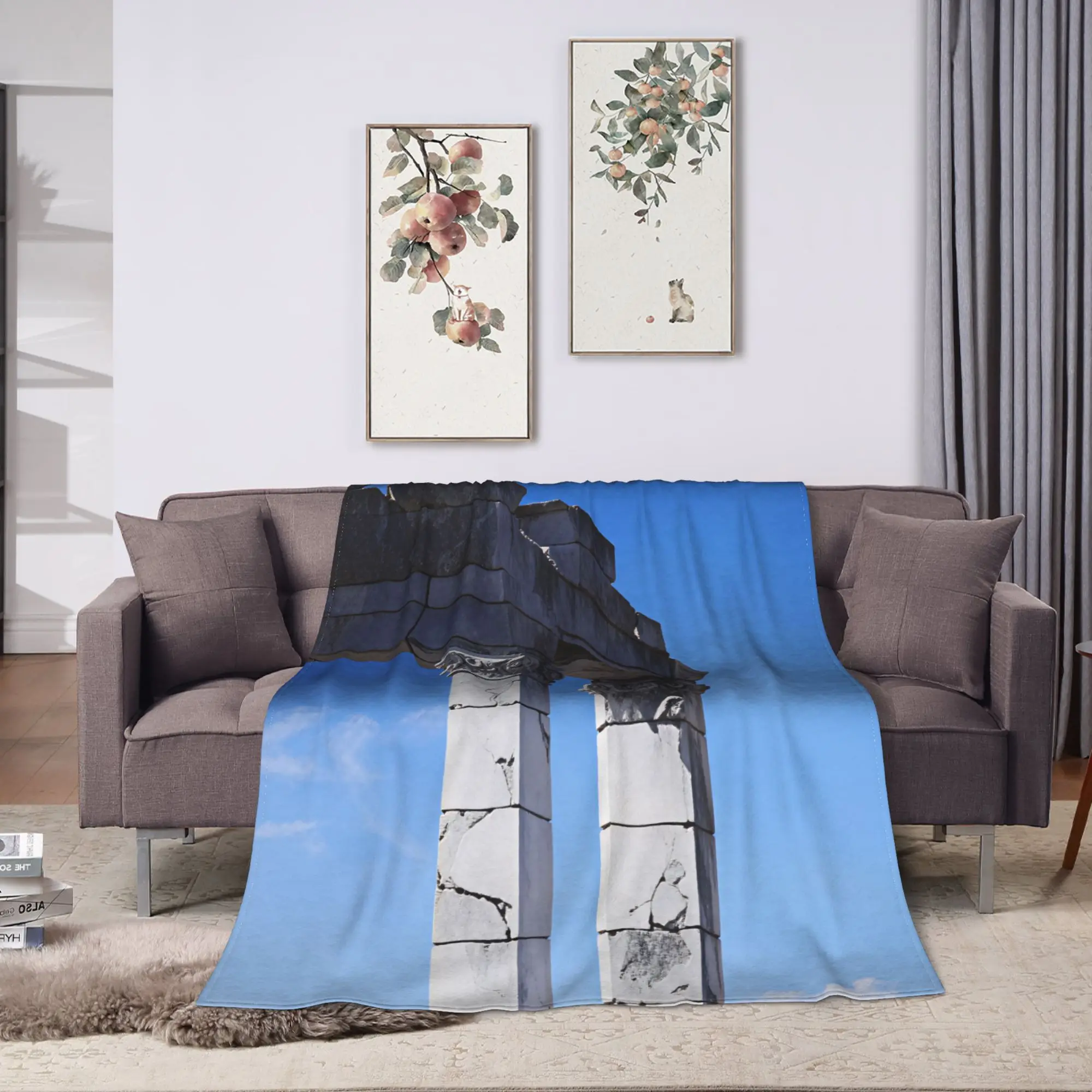 Never Forget Greek Architecture  Blanket  Warm Soft  Plush Throw Blanket For Couch Chair Picnic Flannel Bedspread Bed Cover