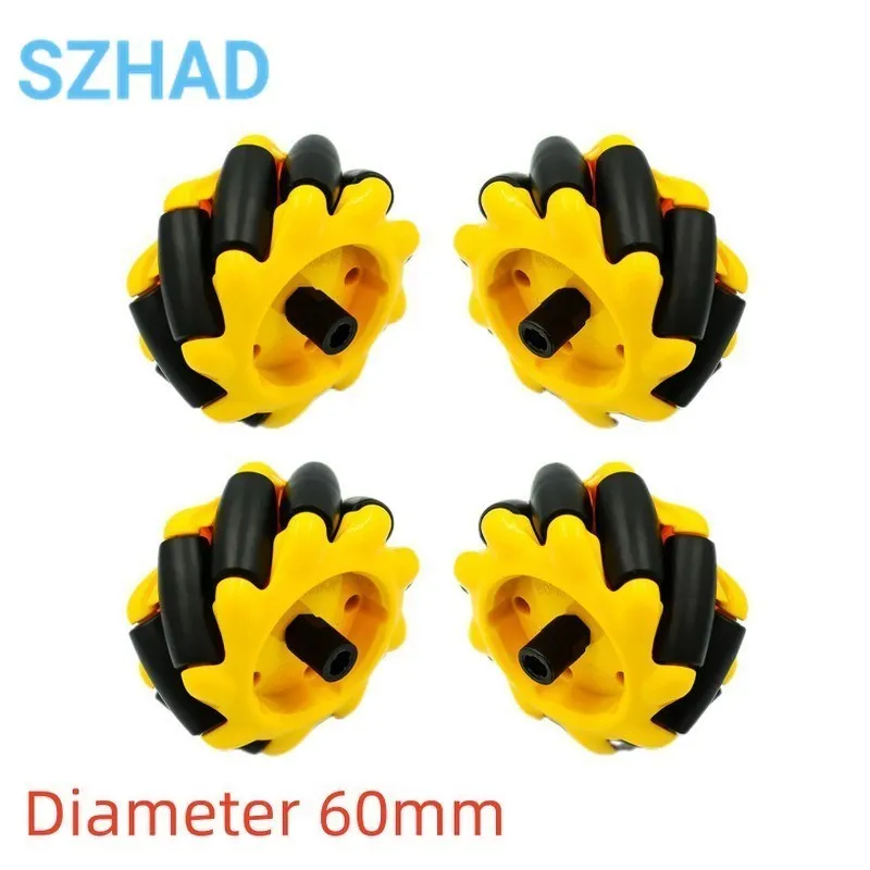 1/4pcs48mm 60mm 80mm 97mm High Hardness Plastic Mecanum Wheel Omni-Directional for TT Motor Smart Robot Car with 6mm hubs