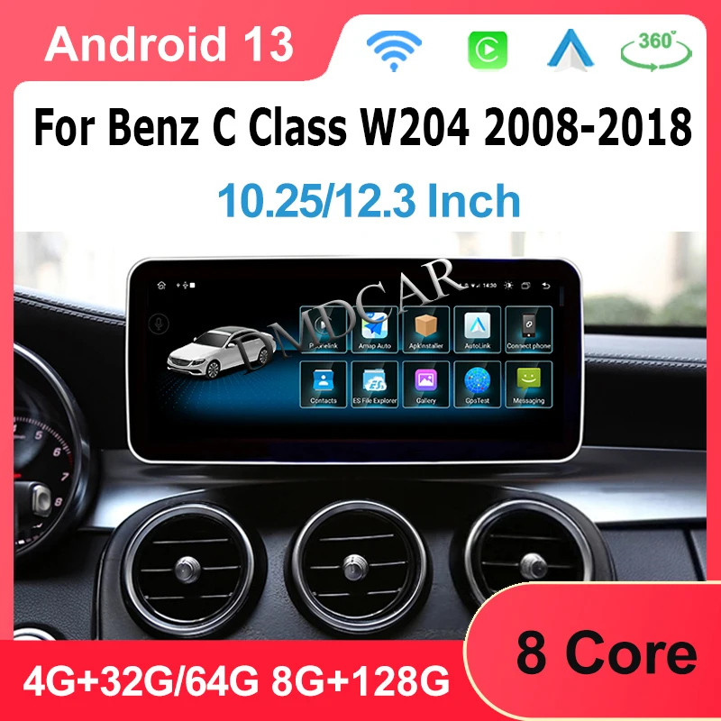 

10.25" 12.5 Inch Android13 8+128G MT8259 For Benz C Class Multimedia Video Radio Stereo Player GPS Navigation Blue-tooth