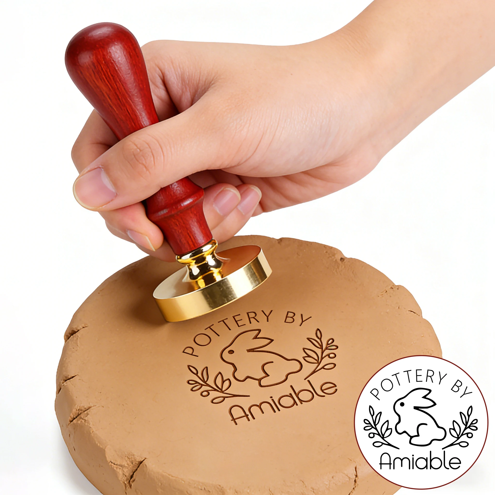 

Custom Text Clay Stamp Easter Theme Bunny Design Ceramic Seal Pottery Stamp for Easter Day Handmade Festival Polymer Clay Crafts